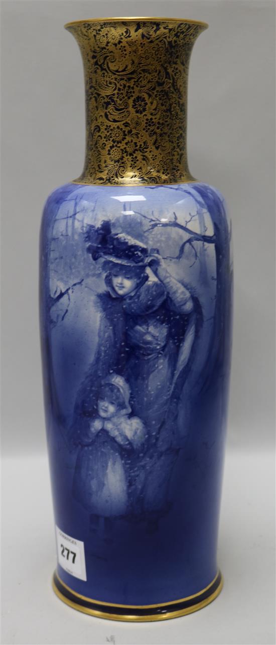 A large Blue Children pottery vase, c.1900, in the manner of Doulton Lambeth faience, 42.5cm